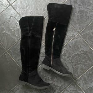 Hugo Boss Size 40 Suede & Leather Over the Knee Boots